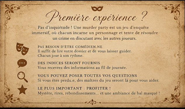 Première expérience ? Pas d'inquiétude, une murder party est un jeu d'enquête immersif